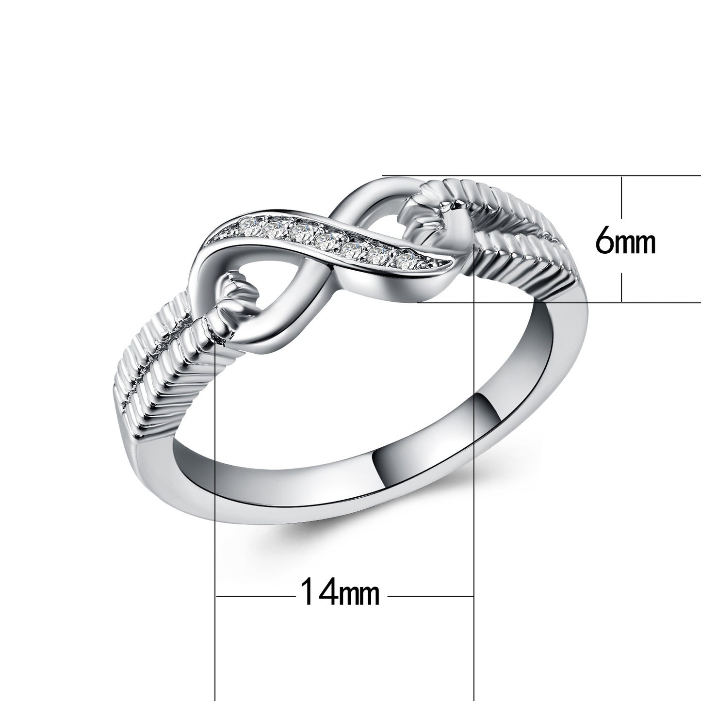 “INFINITY” White Gold Plated Ring